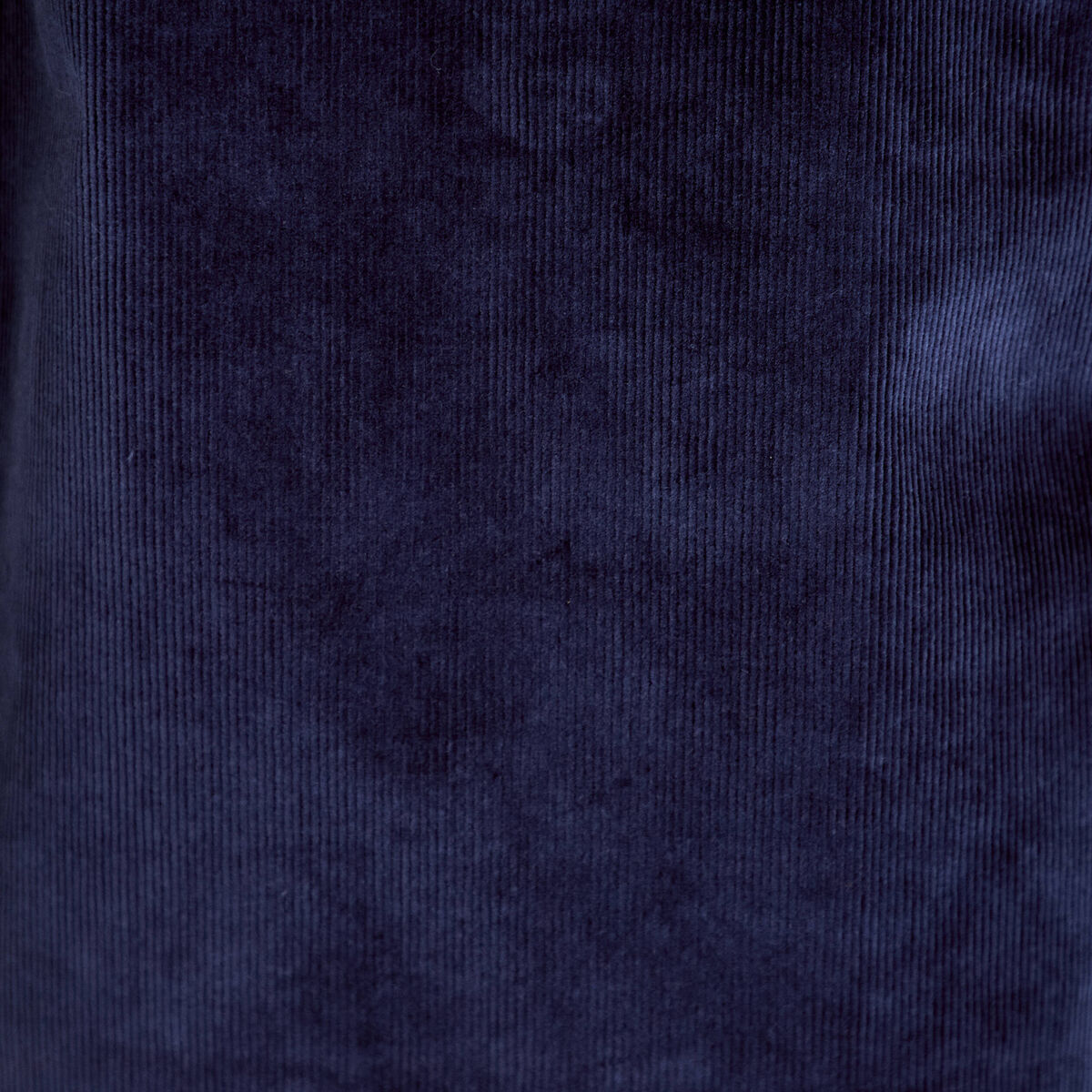 Robe droite velours col montant bleu marine femme