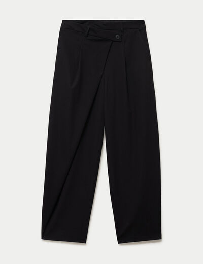 Pantalon barrel taille basse noir femme