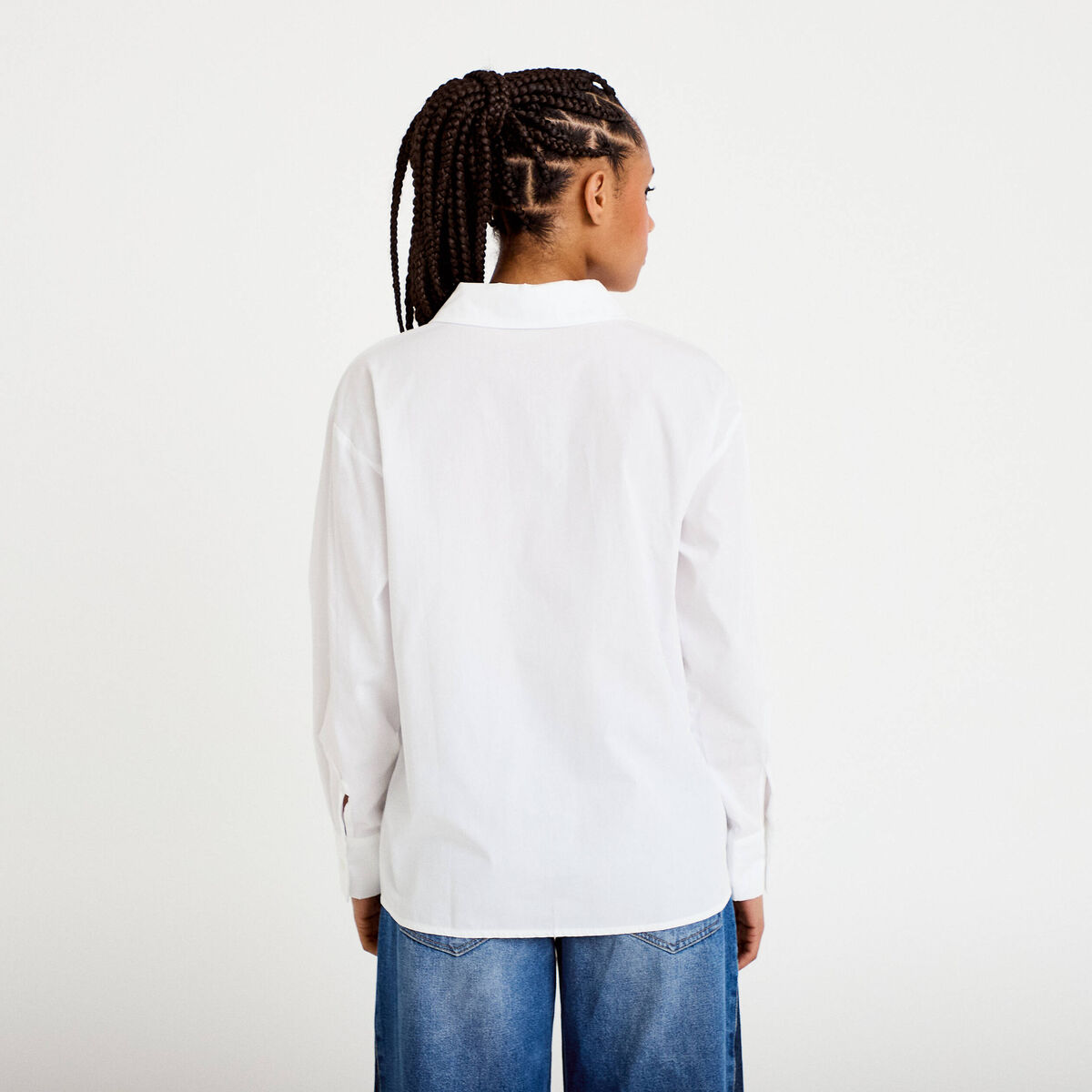 Chemise col am&eacute;ricain manches longues ecru femme