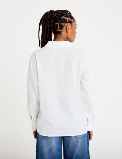 Chemise col am&eacute;ricain manches longues ecru femme