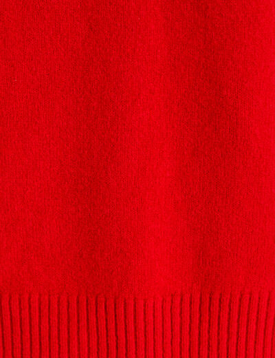 Pull col roul&eacute; manches longues rouge femme