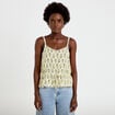 Top cintr&eacute; &agrave; fines bretelles col carr&eacute; blanc femme