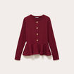 Pull p&eacute;plum avec boutons rouge fonc&eacute; femme