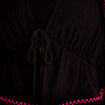 Blouse droite sans manches pliss&eacute;e noir femme