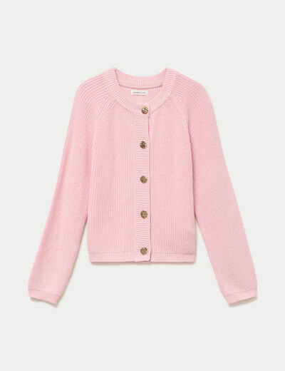 Gilet manches longues rose clair femme