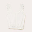 Top droit court sans manches en dentelle ecru femme