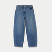 Jean barrel cropped taille standard bleu gris femme
