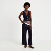 Combinaison jean large sans manches denim brut femme