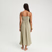 Robe longue &eacute;vas&eacute;e fendue vert kaki femme