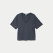 T-shirt col v manches courtes gris femme