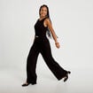 Combinaison large sans manches ceintur&eacute;e noir femme