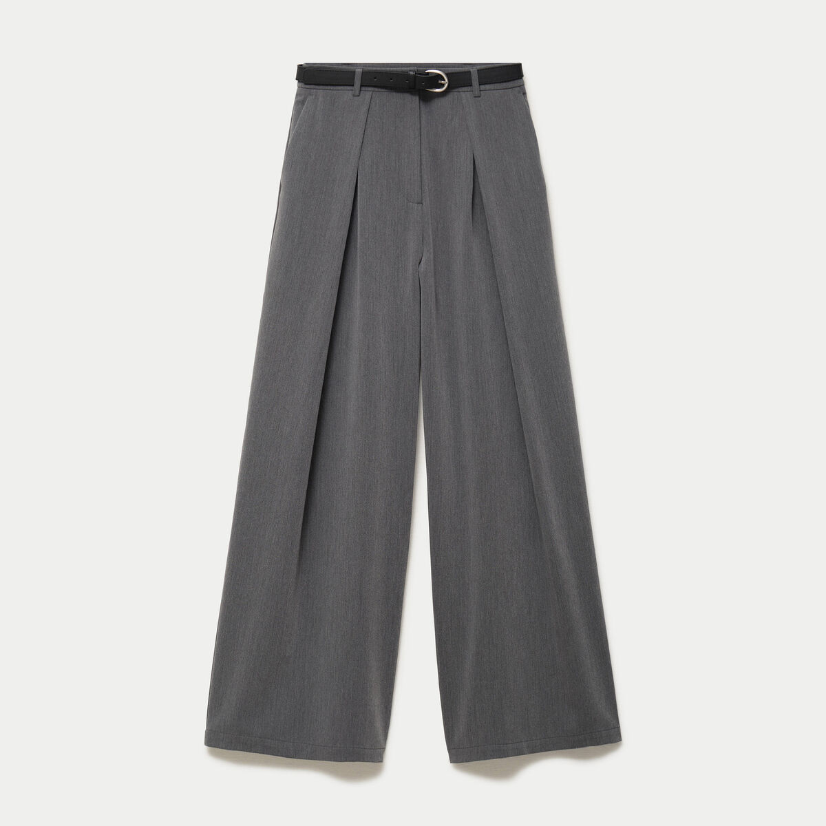 Pantalon bootcut ceinture amovible gris clair femme