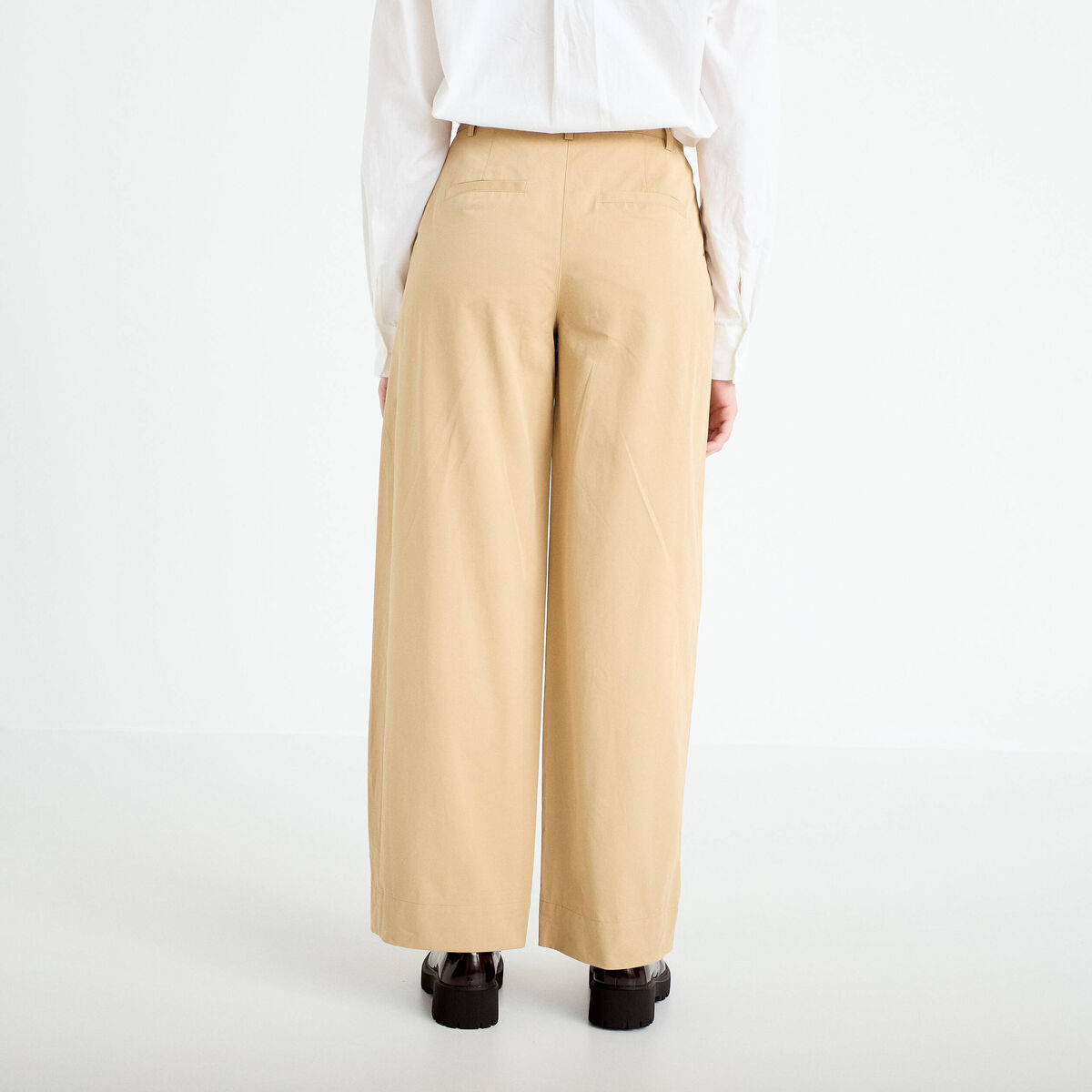Pantalon large beige femme