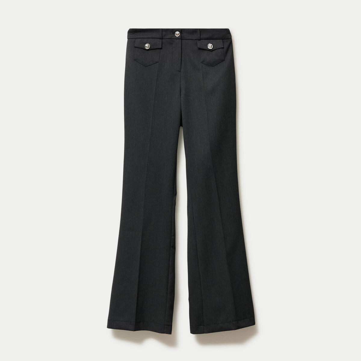 Pantalon bootcut taille basse gris fonc&eacute; femme