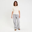 Pull dentelle manches courtes ecru femme