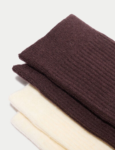 Lot de 2 paires de chaussettes marron fonc&eacute; femme