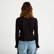 Gilet col rond manches longues noir femme