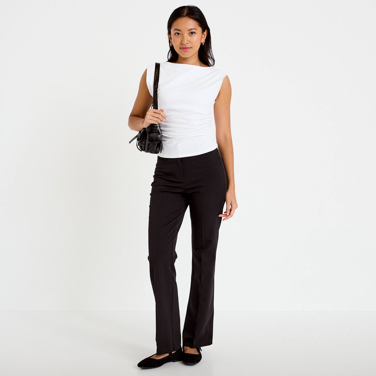 Pantalon flare noir femme