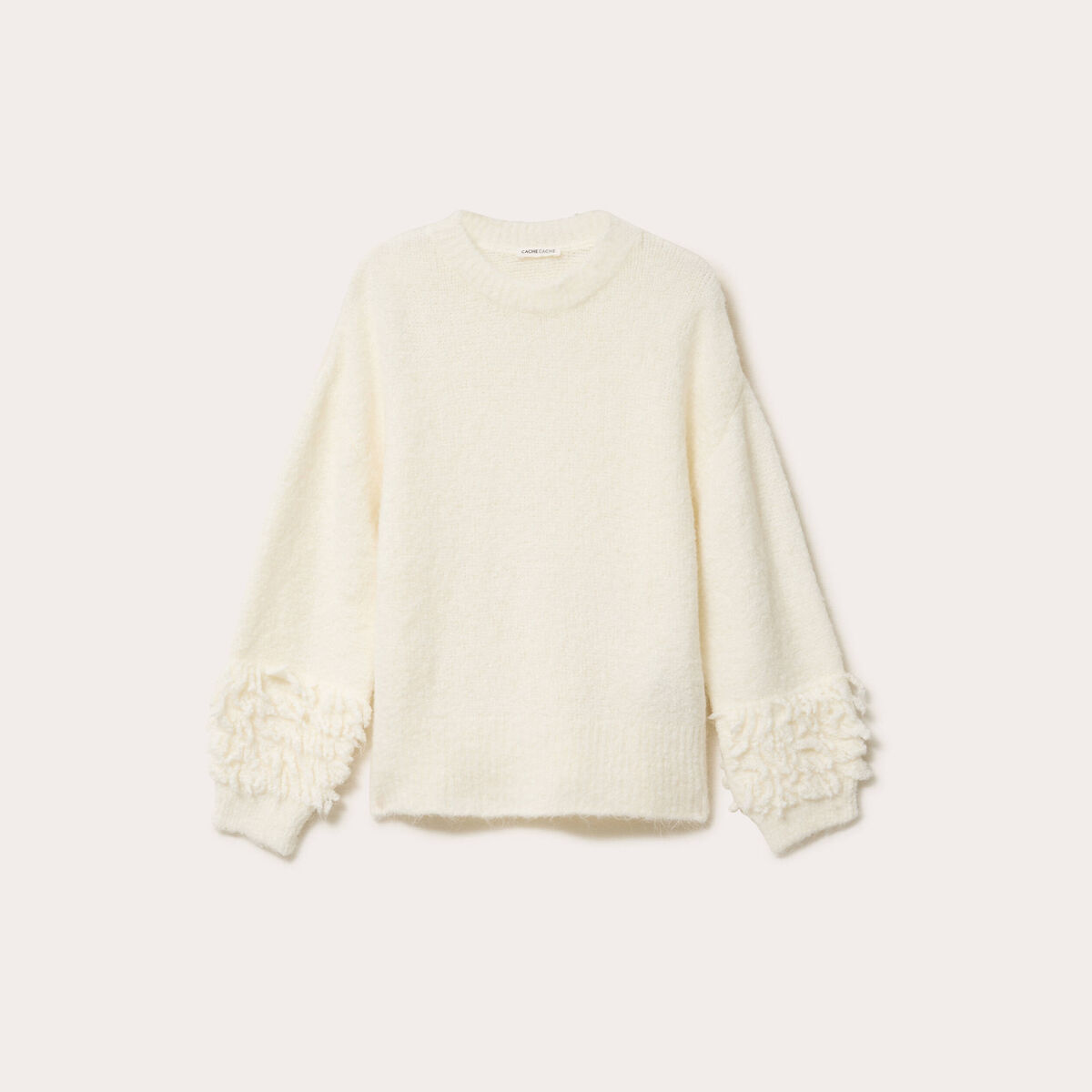 Pull manches longues ecru femme