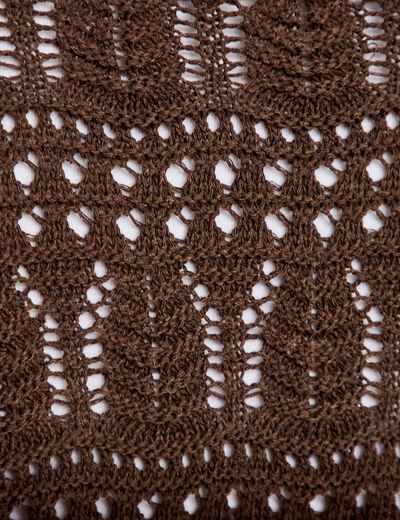 Gilet ajour&eacute; nou&eacute; marron fonc&eacute; femme