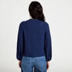 Blouse col rond manches longues bleu fonc&eacute; femme