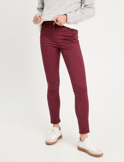Jeans slim 5 poches violet fonc&eacute; femme