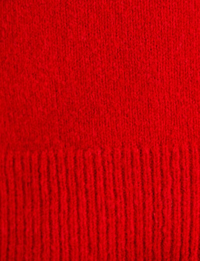 Gilet col v broderie manches longues rouge femme