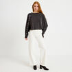 Cape boyfriend cropped col rond gris fonc&eacute; femme