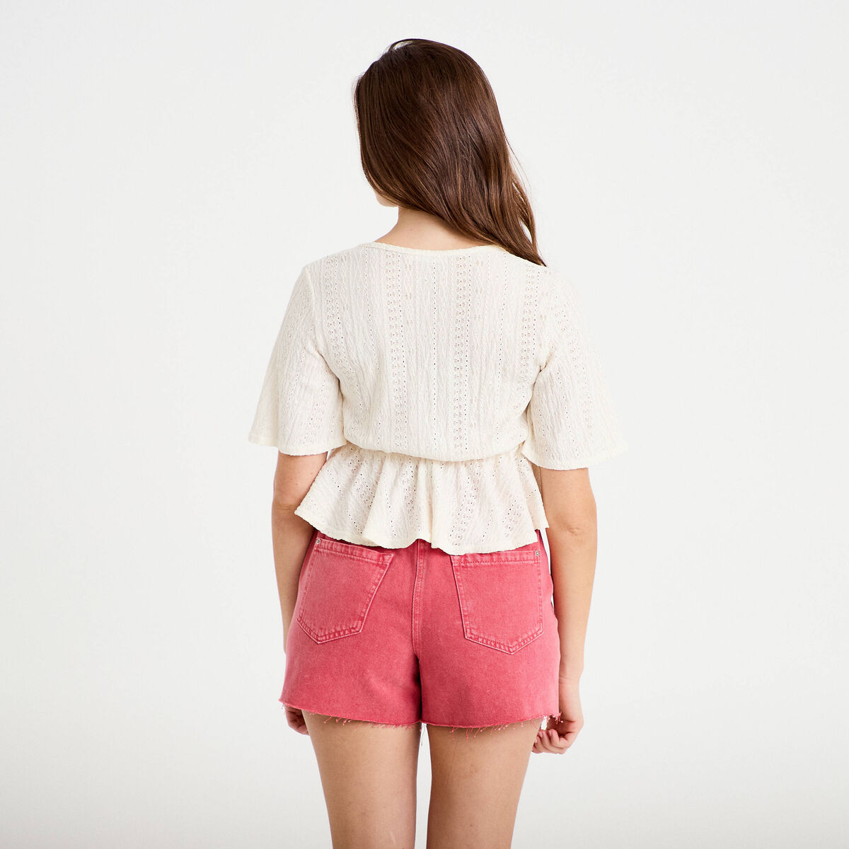Blouse manches courtes ecru femme