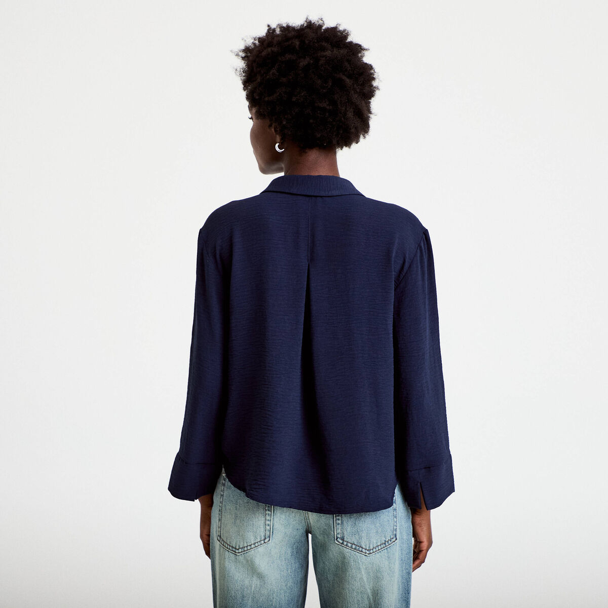 Blouse manches longues bleu marine femme