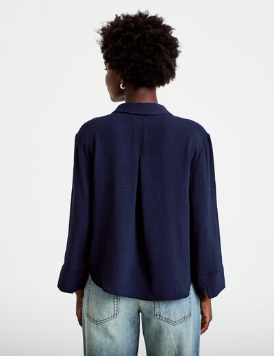 Blouse manches longues bleu marine femme
