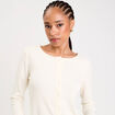 Gilet ajust&eacute; manches longues duveteux ivoire femme