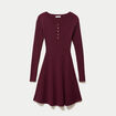 Robe pull patineuse manches longues bordeaux femme