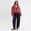 Blouse col V manches longues vieux rose femme