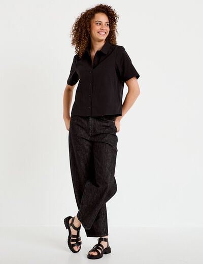 Chemise manches courtes noir femme