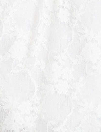 Blouse col rond manches longues dentelle ecru femme