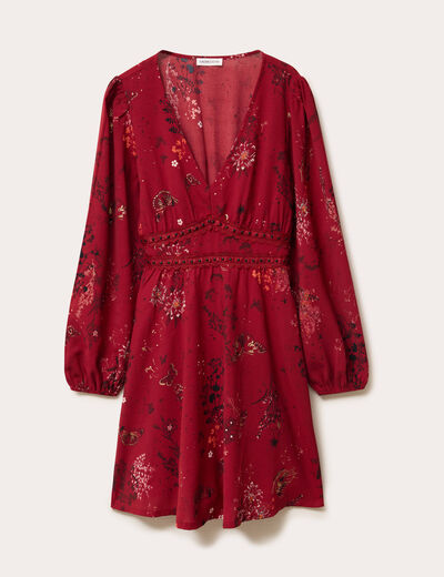 Robe &eacute;vas&eacute;e d&eacute;tails clout&eacute;s rouge fonc&eacute; femme