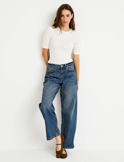 Jean wide leg taille basse denim double stone femme