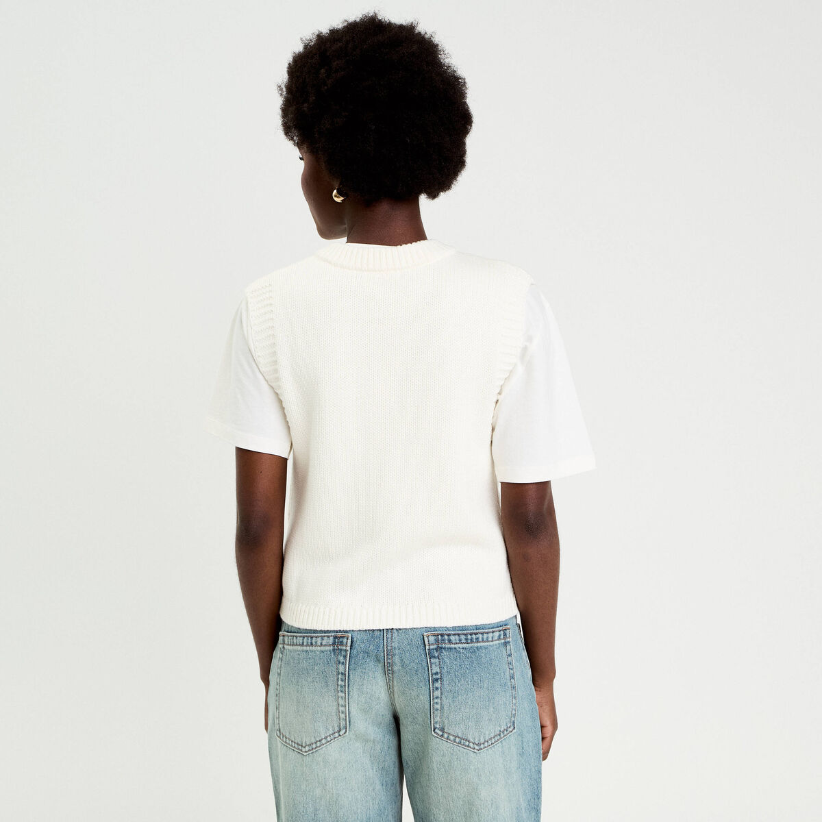 Gilet sans manches ecru femme
