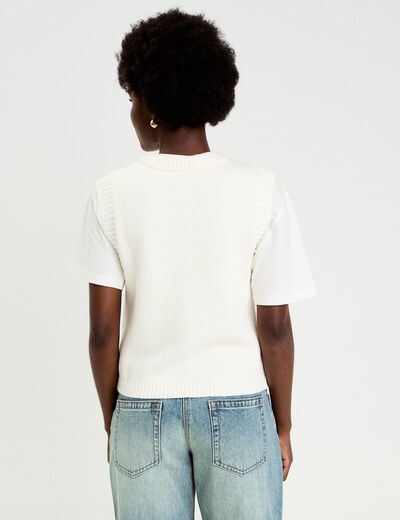 Gilet sans manches ecru femme