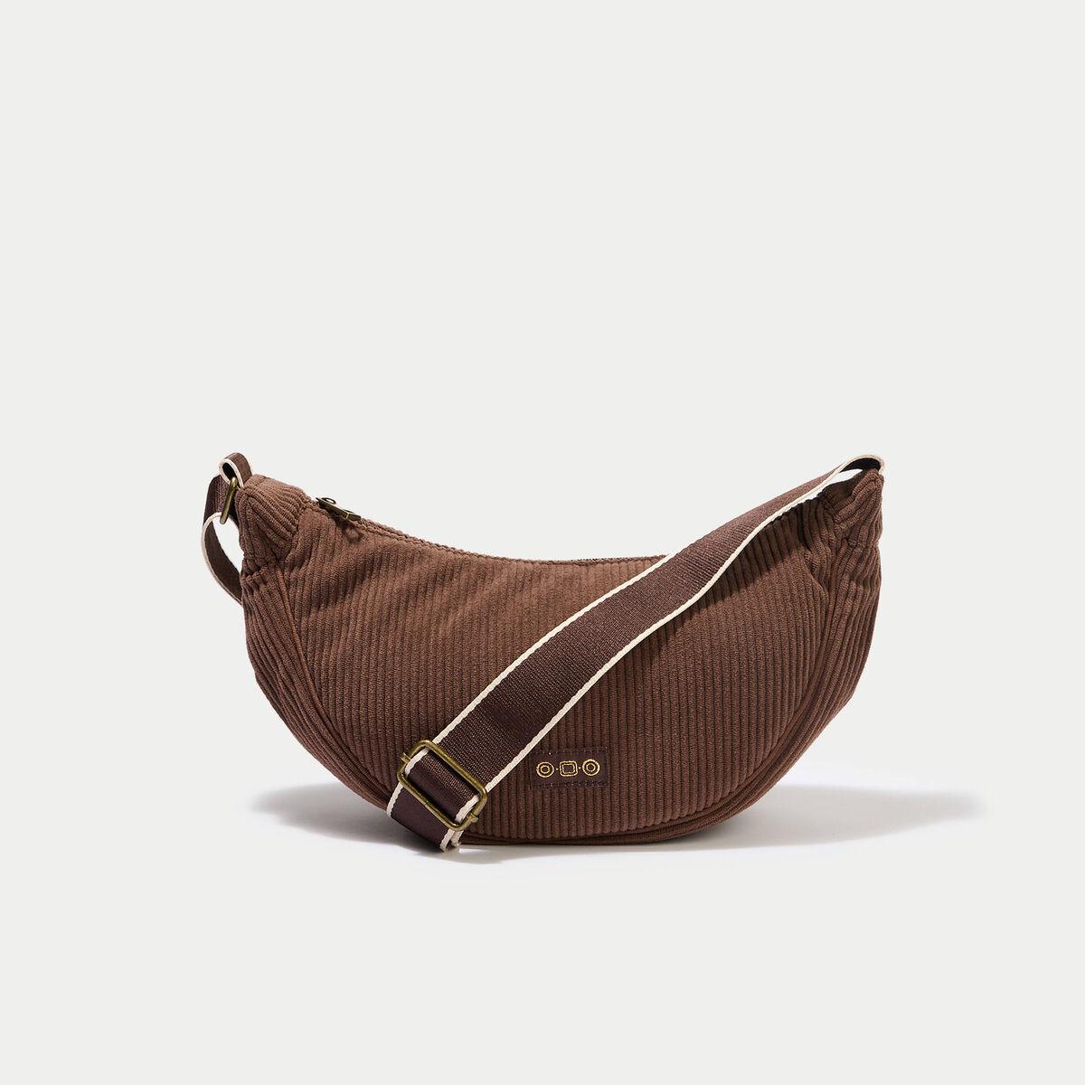 Sac banane velours c&ocirc;tel&eacute; marron femme