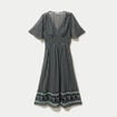 Robe longue &eacute;vas&eacute;e col v voile noir femme