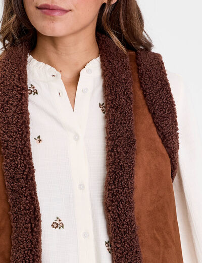 Veste sans manches marron fonc&eacute; femme