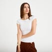 T-shirt ajust&eacute; manches courtes blanc femme