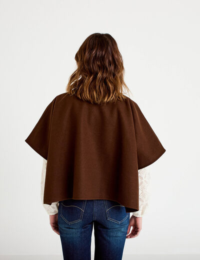 Poncho col am&eacute;ricain marron fonc&eacute; femme