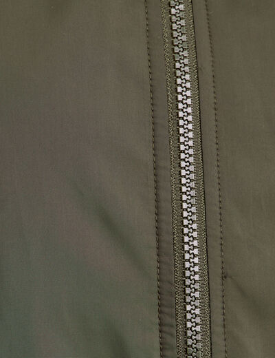 Parka r&eacute;versible &agrave; capuche vert kaki femme