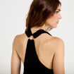 Robe longue droite fines bretelles col v noir femme