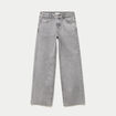 Jean wide leg taille basse strass denim gris femme