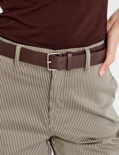 Pantalon chino 7/8&egrave;me taille &eacute;lastiqu&eacute;e vert kaki femme