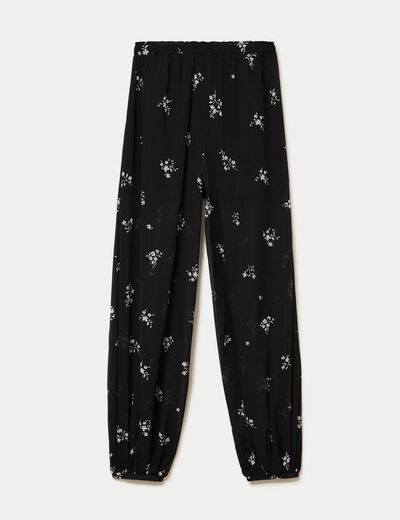 Pantalon large en voile taille standard noir femme